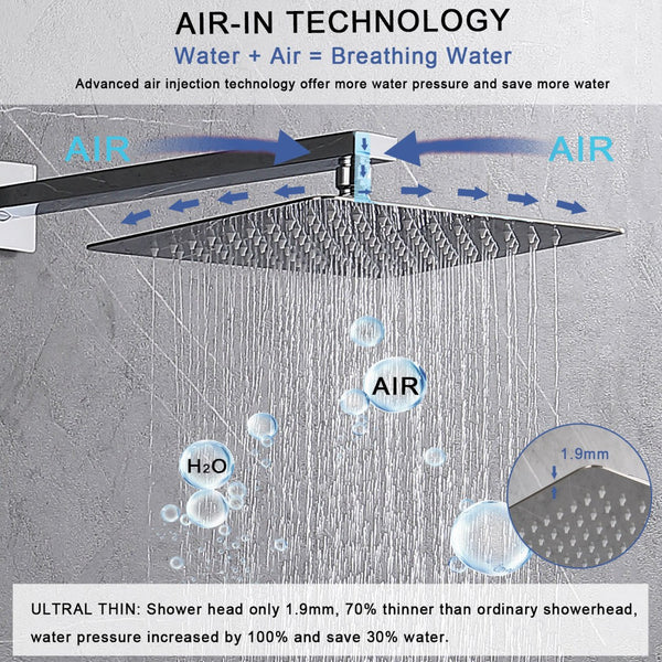 English Elm Shower System Wall-Mounted Combo Set With 12" Rainfall Head, Handheld Sprayer & Chrome Finish T3177P269149-GIGA