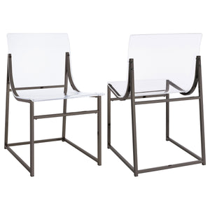 English Elm Fancher Black Nickel Acrylic Side Chairs Set of 2 — Pop Art Industrial Metal Frame, Clear Acrylic Modern Seating B062P299920