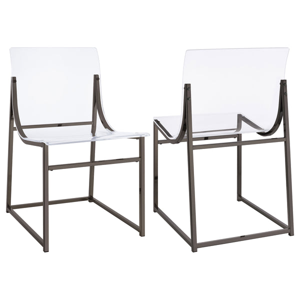 English Elm Fancher Black Nickel Acrylic Side Chairs Set of 2 — Pop Art Industrial Metal Frame, Clear Acrylic Modern Seating B062P299920