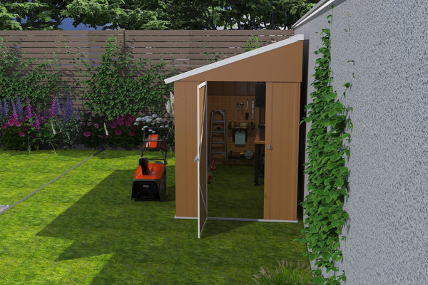 English Elm 8x4 Galvanized Steel Outdoor Storage Shed Weatherproof Backyard Tool Organizer W2700P344174