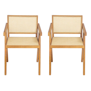 English Elm Christopher Knight Home® - Chandigarh Arm Dining Chair Set Of 2 - Elegant Natural Rattan With Sturdy Rubberwood Frame N768P241395N