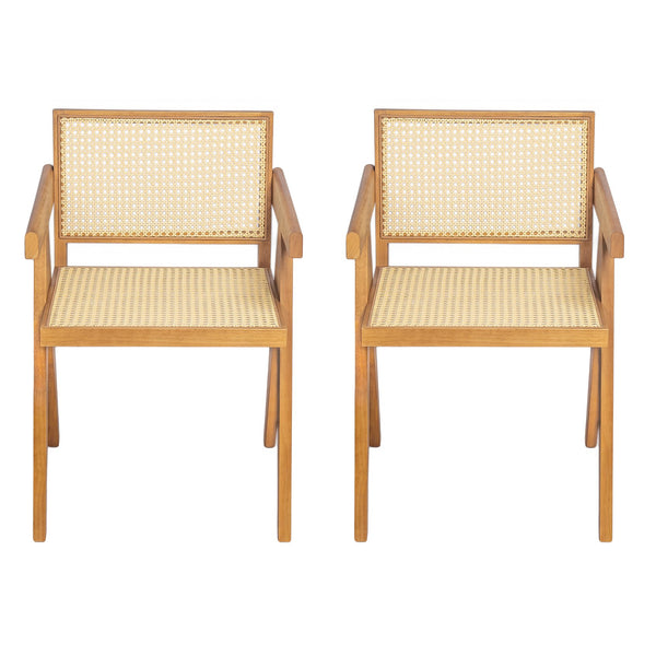 English Elm Christopher Knight Home® - Chandigarh Arm Dining Chair Set Of 2 - Elegant Natural Rattan With Sturdy Rubberwood Frame N768P241395N