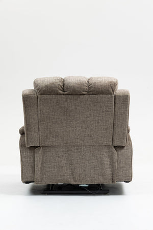 English Elm Oversized Power Lift Recliner Chair with Massage Heating and Usb Charging for Living Room Taupe W547S00072