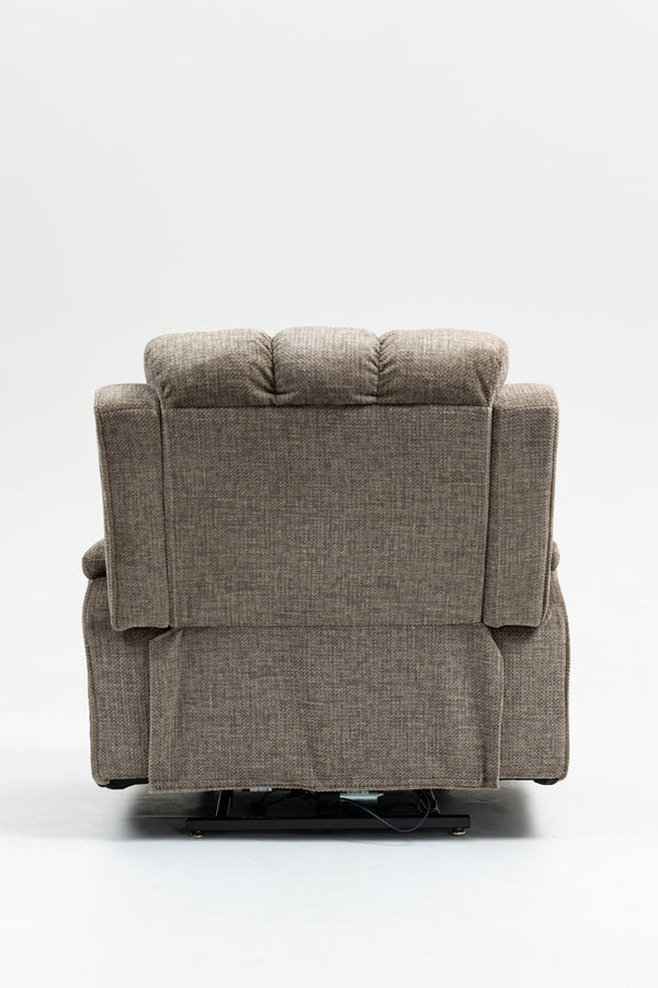 English Elm Oversized Power Lift Recliner Chair with Massage Heating and Usb Charging for Living Room Taupe W547S00072