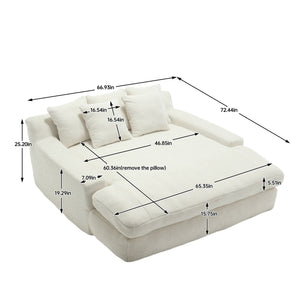 English Elm COOLMORE Chenille 2-seater lazy sofa with 5 back pillows, deep seat comfy lounge for living room comfort White W395P197923