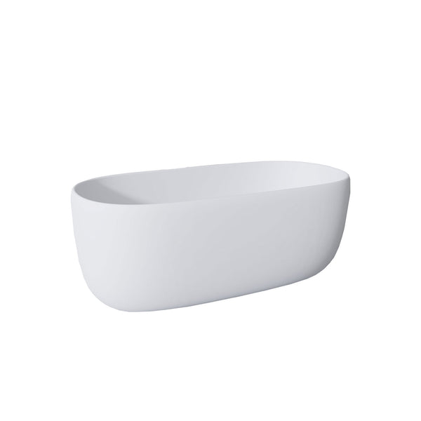 English Elm 51'' Stone Resin Freestanding Soaking Tub Matte White Spa Bath with Drain W2753P191225