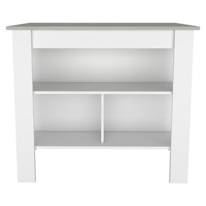 English Elm Brooklyn Kitchen Island With Three Concealed Shelves – Rustic Charm & Multi-Functional Design! B128P148880