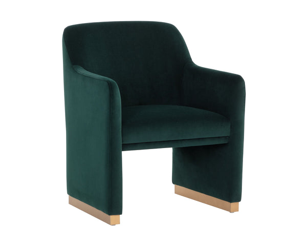 Sunpan Jaime Dining Armchair - Luxurious Gold Base, Moisture-Repellent Fabric, Perfect for Stylish Spaces Meg Dark Emerald