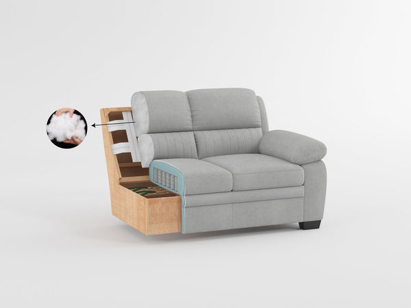 English Elm Modern Channel Tufted Blue Fabric 3 Piece Living Room Sofa Set with Pocket Coil Support B011S01172