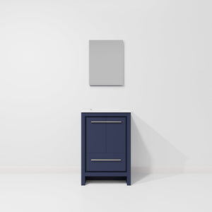 English Elm Navy Wood Bath Vanity 24"W x 20"D with White Quartz Top, Soft-Close Storage & 18" Mirror B2731S01474