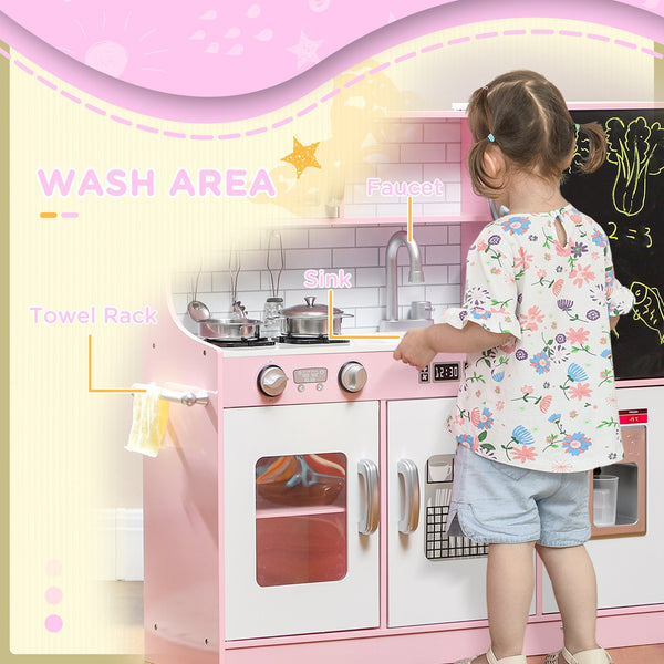 English Elm Qaba Pretend Play Kitchen Set for Kids with Chalkboard Ice Maker and 5 Accessories W2225P249825