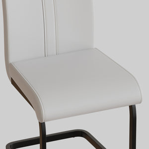 English Elm Modern Dining Chairs Set Of 2 - Stylish White Pu Leather, Ergonomic High Back & Black Metal Legs T2396P279774
