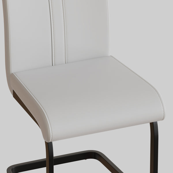 English Elm Modern Dining Chairs Set Of 2 - Stylish White Pu Leather, Ergonomic High Back & Black Metal Legs T2396P279774