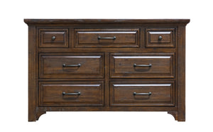 English Elm Wallace & Bay - Brown 7-Drawer Dresser in Burnt Umber Wood Finish — Classic Traditional Style, Durable, Easy Care, Spacious B361P384430