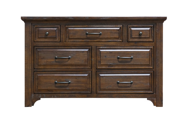English Elm Wallace & Bay - Brown 7-Drawer Dresser in Burnt Umber Wood Finish — Classic Traditional Style, Durable, Easy Care, Spacious B361P384430