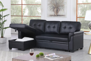 English Elm Jardin Tufted Vegan Leather Sleeper Sectional with Reversible Storage Chaise Modern Living B2749S00277