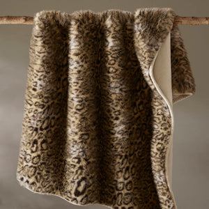 English Elm 1-piece Oversized Faux Fur Throw Bobcat Print Plush Velvet Backed Cozy Sofa Blanket Leopard B035P408335