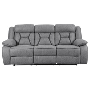 English Elm Bellingham Reclining Sofa with Pillow Top Arms, Pocket-Coil Seating, Grey/Tan Upholstery, Plush Comfort B062P357816