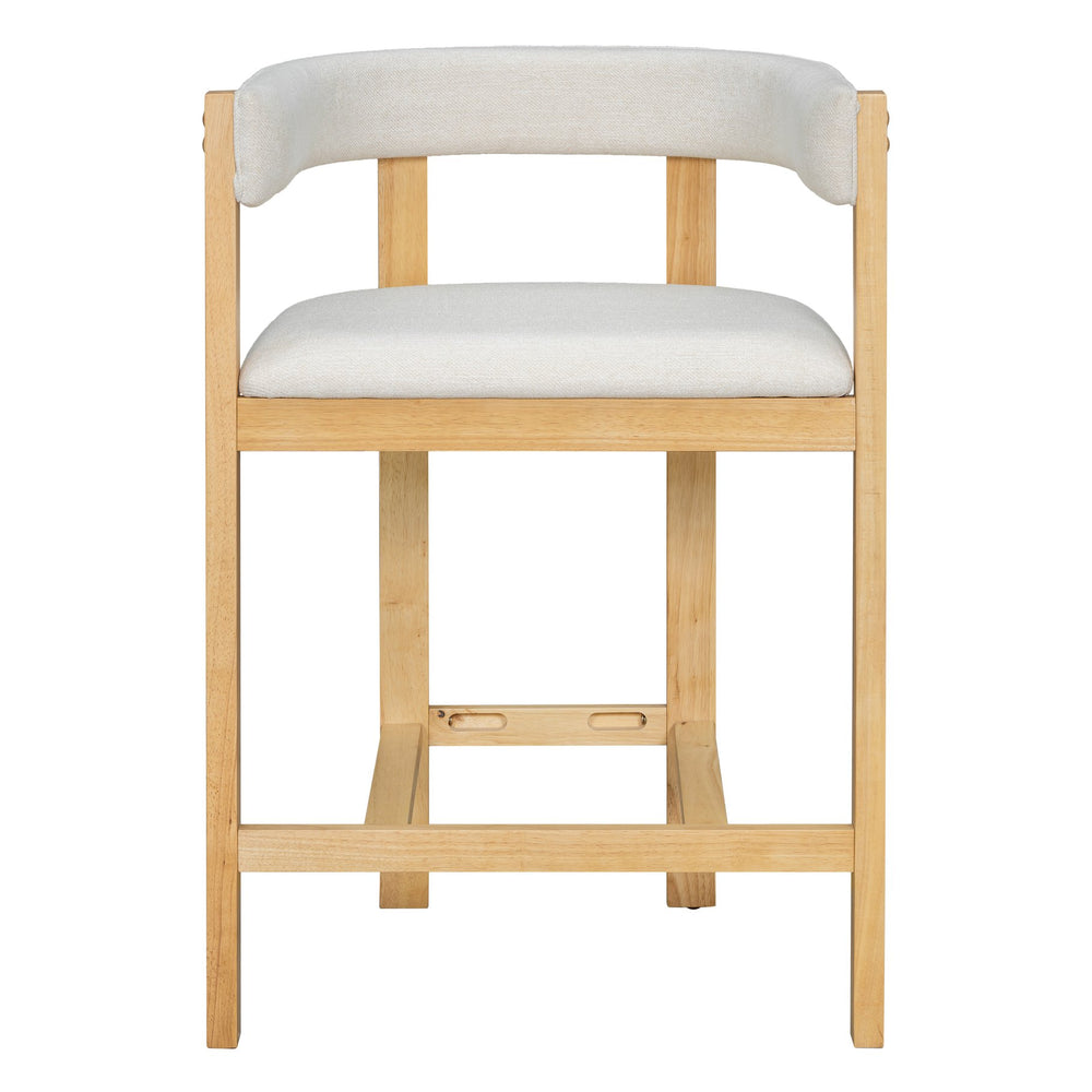 English Elm Christopher Knight Home® - COUNTER Mid-Century Modern 2-Piece Upholstered Barrel Back Stools with Rubberwood Frame and Foam Padding Beige+Natural N771P243848N