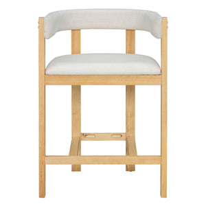 English Elm Christopher Knight Home® - COUNTER Mid-Century Modern 2-Piece Upholstered Barrel Back Stools with Rubberwood Frame and Foam Padding Beige+Natural N771P243848N