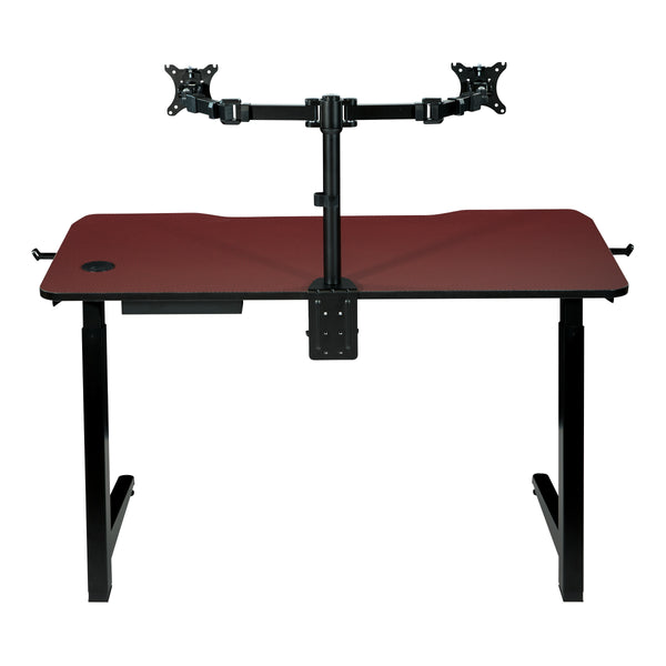 OSP Home Furnishings Arena 1337 Battlestation Gaming Desk Red Carbon Fiber/Black