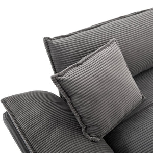 English Elm Corduroy Stylish Sleeper Sofa Loveseat with Dual-Layer Cushions & Two Support Pillows, Sturdy Frame Grey W676P184143