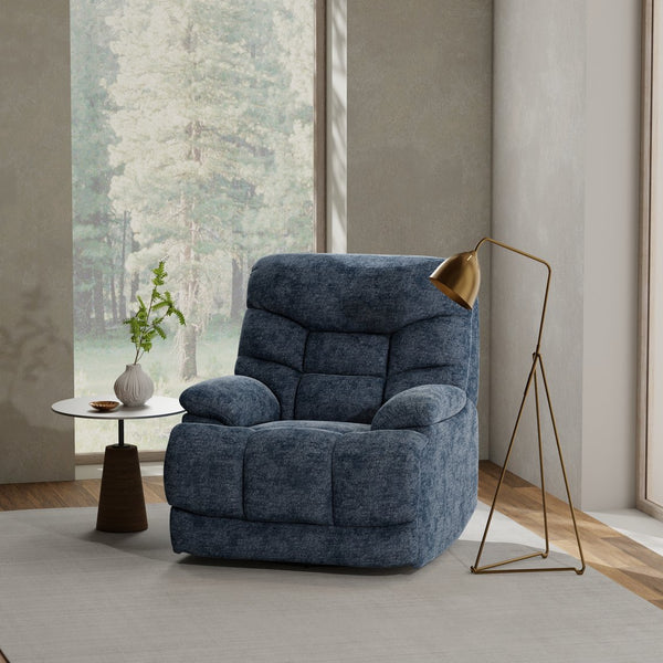English Elm Swivel Glider Recliner Plush Upholstered Chair for Contemporary Living Rooms Blue B339P422561