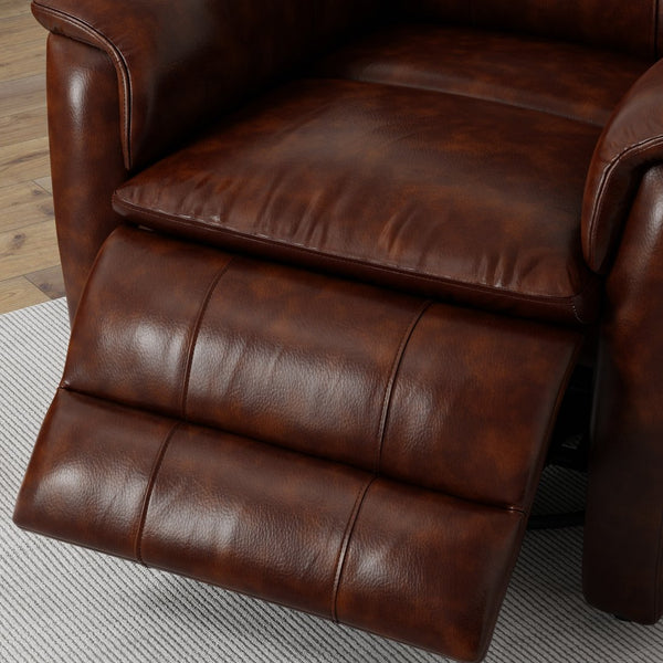 English Elm Global Home Swivel Glider Recliner In Brazil Cognac Leather - Luxurious Comfort & Style For Your Space B339P333956