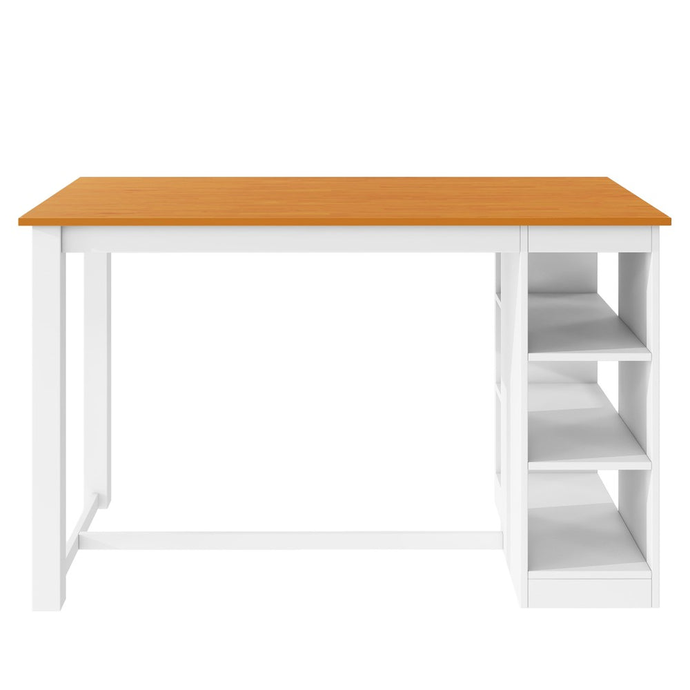 English Elm Topmax 5-Piece Farmhouse Counter Height Dining Set With Storage Shelves & Upholstered Chairs, White N717S000141K-GIGA