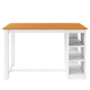 English Elm Topmax 5-Piece Farmhouse Counter Height Dining Set With Storage Shelves & Upholstered Chairs, White N717S000141K-GIGA