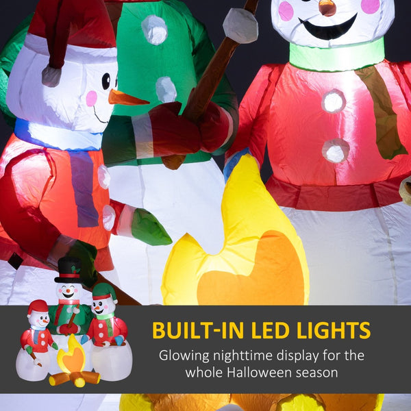 English Elm Outsunny 5 Ft Christmas Inflatables Snowman Family By Campfire With Led Lights For Festive Decor W2225P249943-GIGA