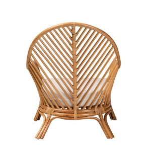 English Elm Bohemian Natural Rattan Arm Chair with Chevron Weave and Removable Cushion Seat B2750P467755
