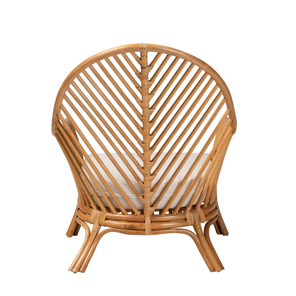 English Elm Bohemian Natural Rattan Arm Chair with Chevron Weave and Removable Cushion Seat B2750P467755