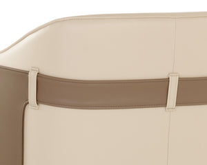 Sunpan Carter Barrel Back Office Chair in Luxurious Faux Leather with Stylish Gold Castors for Comfort Napa Beige / Napa Tan