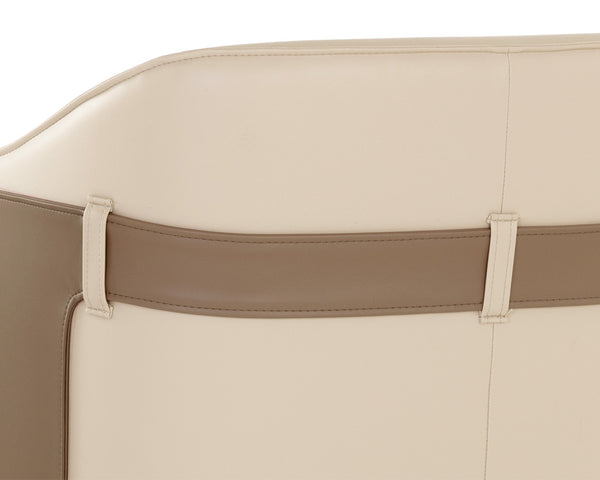 Sunpan Carter Barrel Back Office Chair in Luxurious Faux Leather with Stylish Gold Castors for Comfort Napa Beige / Napa Tan