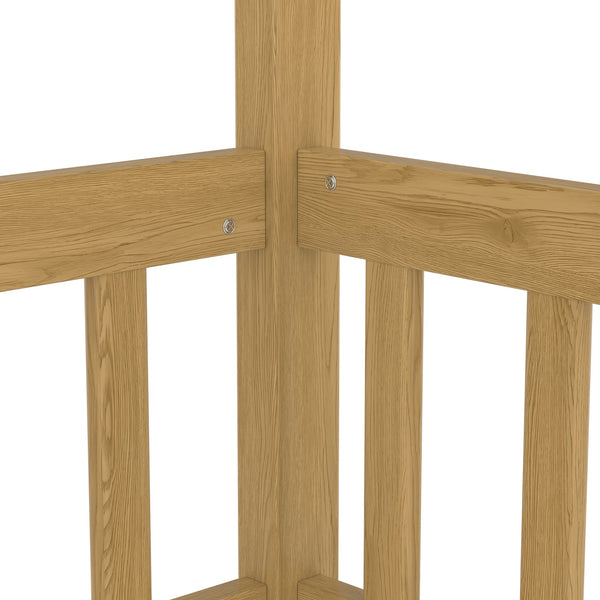 English Elm Twin Pine Canopy Bed Frame with Guardrails for Kids – Montessori Floor Bed with Four Poster Design and Cozy Decor Options Natural Wood W1858P252839