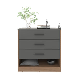 English Elm Fraser Matt Grey/Macadamia Dresser with 3 Spacious Drawers & Open Shelf, Engineered Wood Durable Finish B092P286126