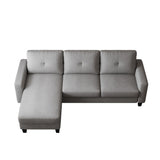 English Elm Living Room Furniture With Polyestr Fabric L Shape Couch Corner Sofa For Small Space Grey