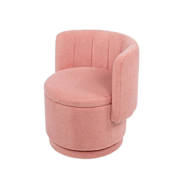 English Elm 360 Swivel Bouclé Sofa Chair with Hidden Storage Compartment, Ergonomic Plush Cushioning for Cozy Living Spaces Pink 28.75 L x 28 W x 20.5 H W1716P196479