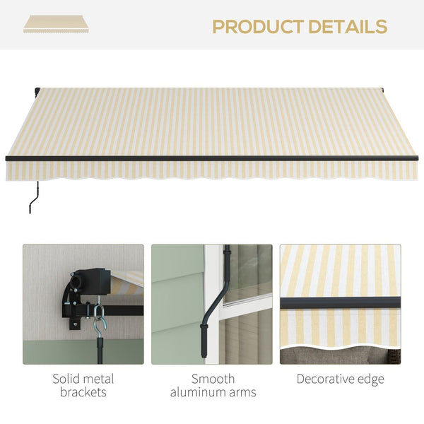 English Elm Outsunny 13' X 10' Retractable Awning - Uv-Resistant Sunshade With Crank, Durable Aluminum Frame & Easy Install W2225P200515-GIGA