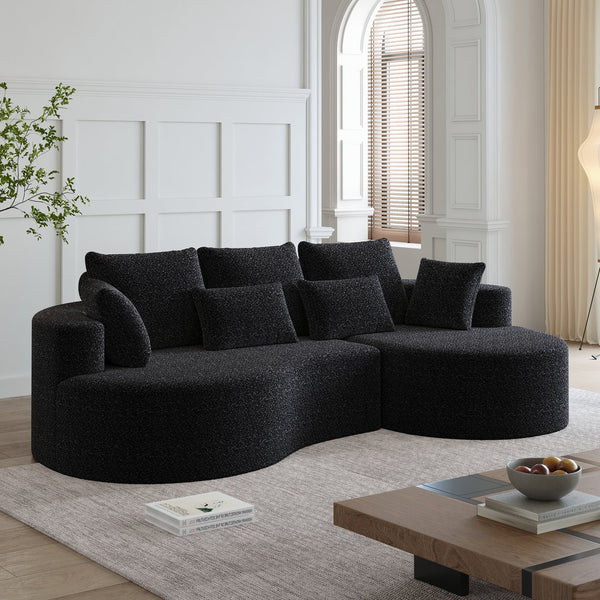 English Elm Modern Chenille Cloud Sectional Sofa Deep Curved 4 Seat Modular Living Room Couch W834S00488