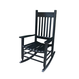 English Elm Wooden Wooden Porch Rocker Chair In Elegant Black Finish - Durable Solid Hardwood For Indoor & Outdoor Comfort W49520604-GIGA