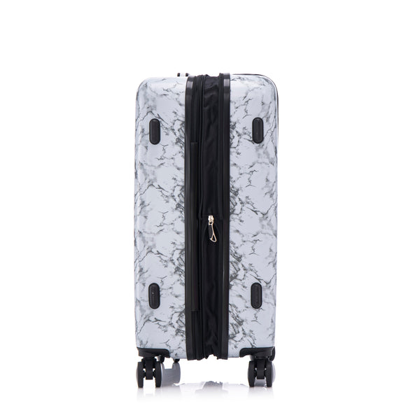 English Elm 3-piece Polycarbonate Hardshell Luggage Set with Swivel Wheels and Combo Lock White+Gray T3292P316954