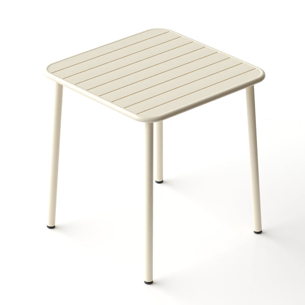 English Elm Sera outdoor square table - waterproof metal courtyard bistro table for balcony, villa, versatile seating Retro White W3318P306363