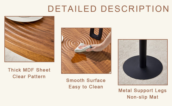 English Elm Table 5-Piece Modern Dining Set - 31.5" Dark Wood Grain Round Table & 4 Light Gray Pu Chairs W1151S02488-GIGA