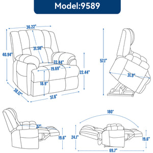 English Elm Dual Motor Power Lift Recliner Chenille Chair with Massage Heat and Infinite Positions Light Gray W3224P288433