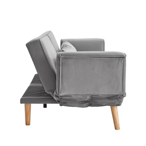 English Elm 72.8" Velvet Futon Sleeper Sofa Split Back Reclining Couch for Apartments and Guest Rooms Gray W1669P364128