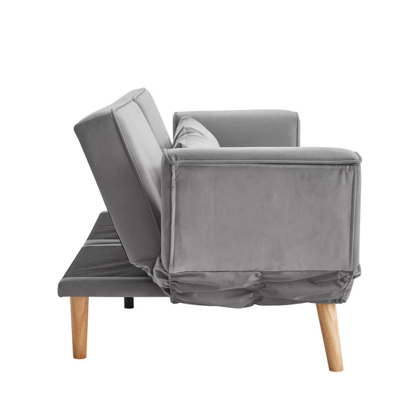 English Elm 72.8" Velvet Futon Sleeper Sofa Split Back Reclining Couch for Apartments and Guest Rooms Gray W1669P364128