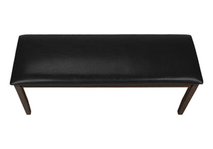 English Elm Bench, 48" Rectangular Upholstered Entryway Bench with Faux Leather Seat and Solid Wood Frame, Durable Black 50 L x 17 W x 7 H B2710P218882