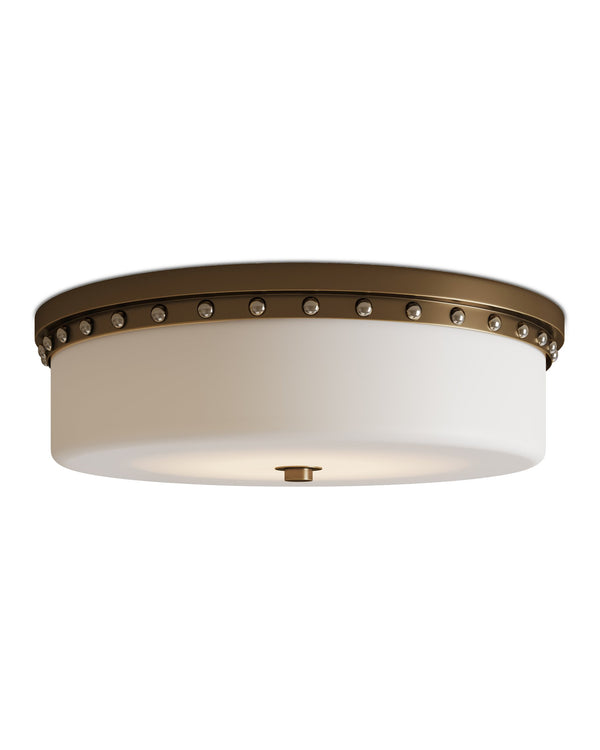 Currey & Company Barnabe Brass Flush Mount Light - Elegant Design With Adjustable Led & Opaque Glass Diffuser For Style Black Glass ,Metal 9999-0079-currey-company
